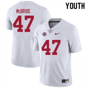 NCAA Youth Alabama Crimson Tide #47 Jacobi McBride Stitched College 2021 Nike Authentic White Football Jersey OI17P87VS